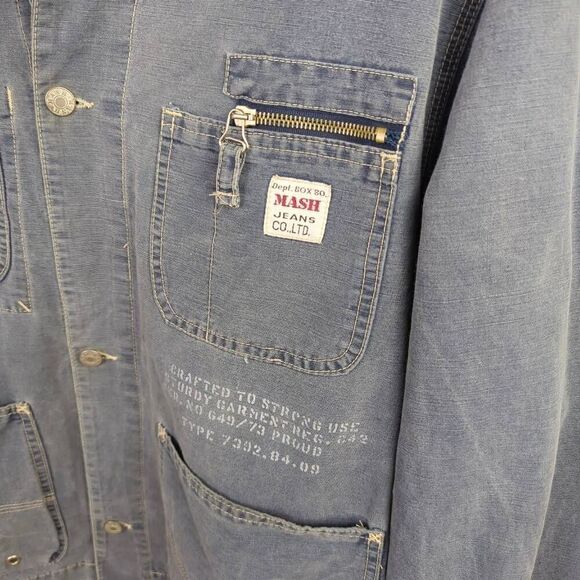 Mash Clothing Company 1995 Mens Size L Button Front Denim Jacket Blue Pockets - Picture 4 of 11